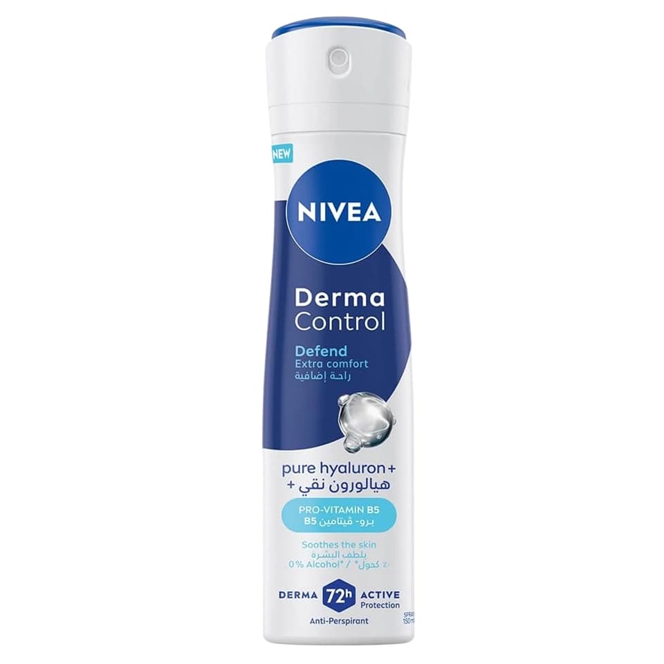 اسپری ضد تعریق 72 ساعته زنانه نیوآ رایحه کنترل‌کننده پوست NIVEA derma control حجم 200 میلی لیتر