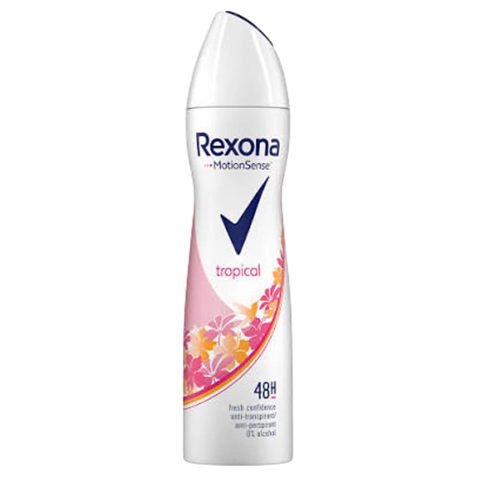 اسپری ضد تعریق 48 ساعته زنانه رکسونا ایتالیا رایحه استوایی Rexona tropical حجم 200 میلی لیتر