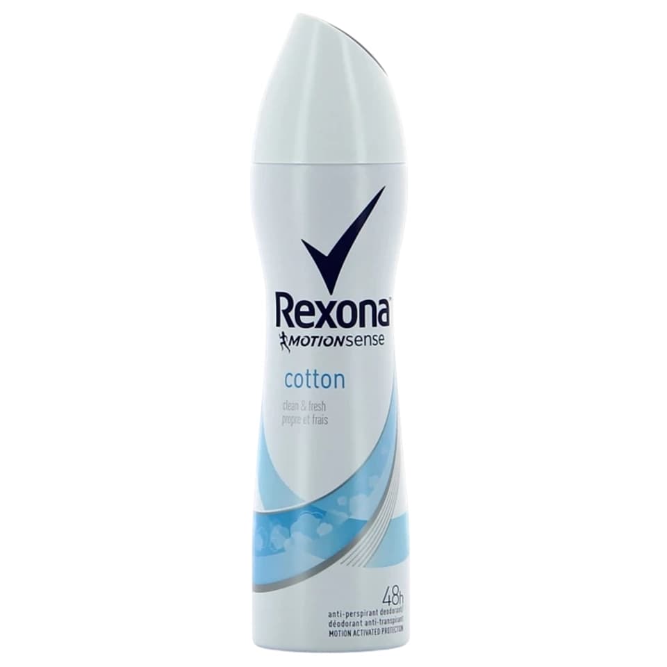 اسپری ضد تعریق 48 ساعته زنانه رکسونا ایتالیا رایحه پنبه خشک Rexona cotton dry حجم 200 میلی لیتر