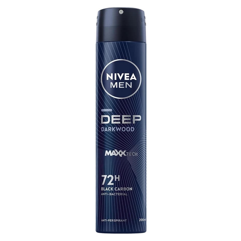 اسپری ضد تعریق 72 ساعته مردانه نیوآ رایحه جنگل سیاه و عمیق NIVEA deep darkwood حجم 200 میلی لیتر