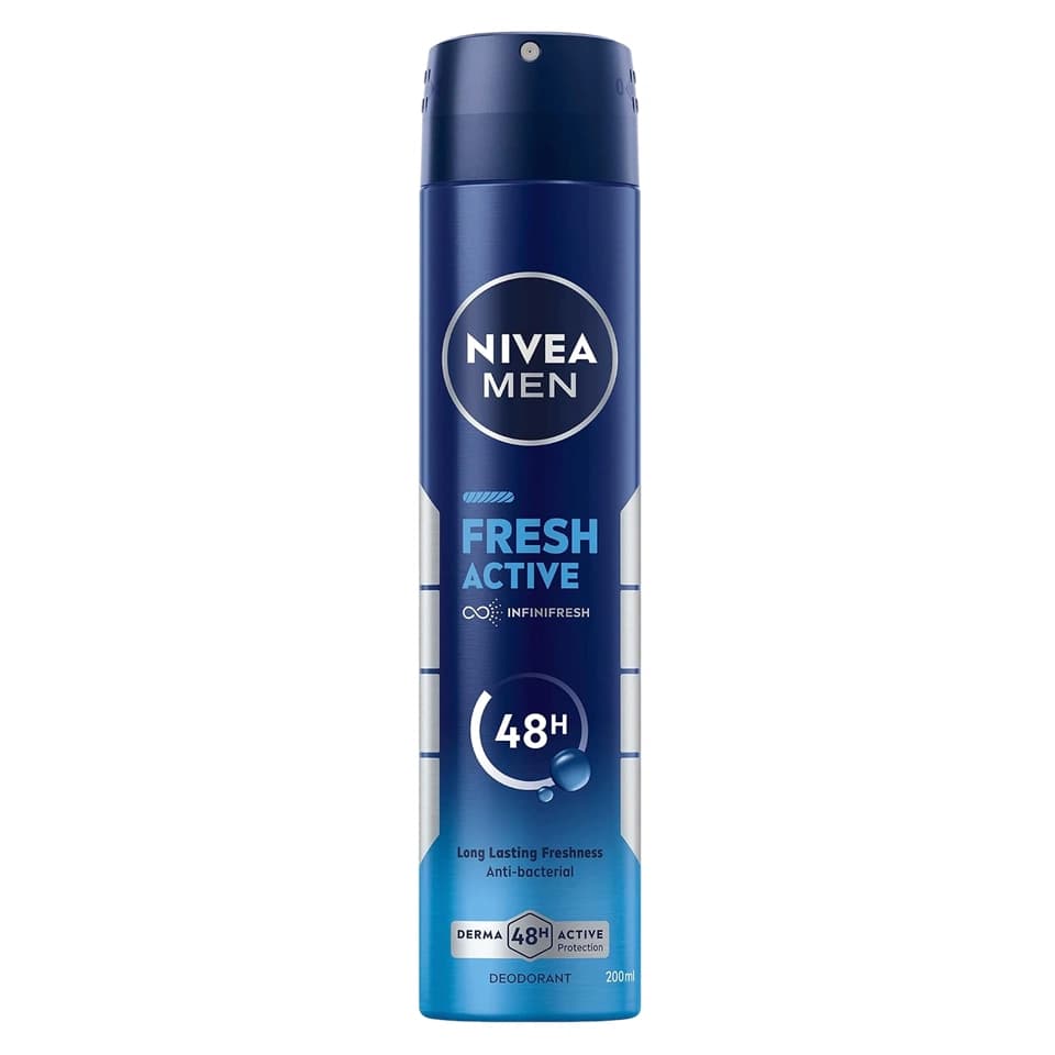 اسپری ضد تعریق 72 ساعته مردانه نیوآ رایحه فرش اکتیو NIVEA fresh active حجم 200 میلی لیتر